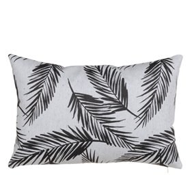 Coussin Polyester Coton Blanc Noir Volets 45 x 30 cm