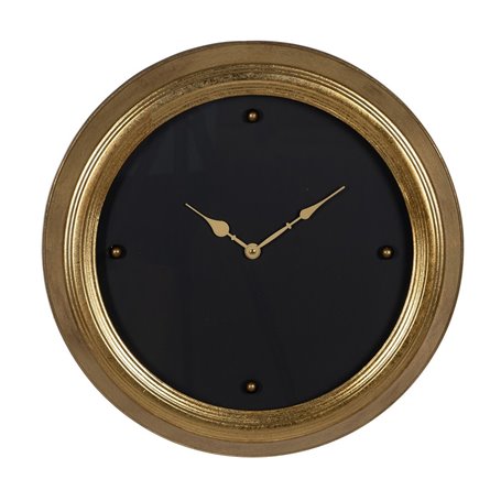 Horloge Murale Noir Doré PVC Verre Fer Bois MDF 46 x 6 x 46 cm