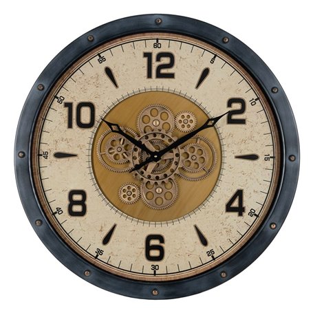 Horloge Murale Noir Doré Verre Fer 72 x 9 x 72 cm (3 Unités)