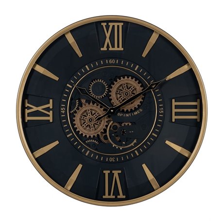 Horloge Murale Noir Doré Verre Fer 59 x 8,5 x 59 cm (3 Unités)