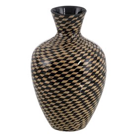 Vase Noir Beige Bambou 28 x 28 x 46 cm