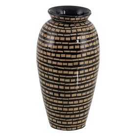 Vase Noir Beige Bambou 21 x 21 x 40 cm