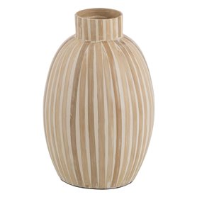 Vase Blanc Beige Bambou 24 x 24 x 37 cm