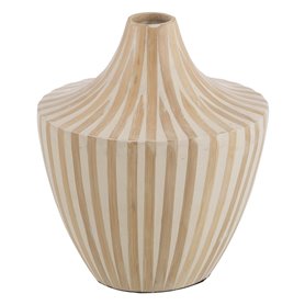 Vase Blanc Beige Bambou 27 x 27 x 31 cm