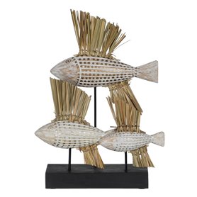 Figurine Décorative Blanc Marron Naturel Poissons 30 x 10 x 40 cm