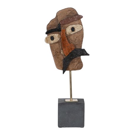 Sculpture Masque Marron Noir 18 x 11 x 48,5 cm