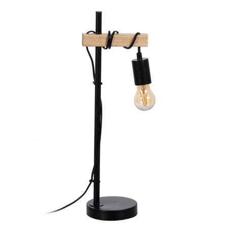 Lampe Noir Beige Bois Fer 16 x 13 x 52 cm