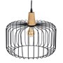 Suspension Noir Naturel Bois Fer 220-240 V 35 x 35 cm