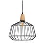 Suspension Noir Naturel Bois Fer 220-240 V 36 x 36 cm