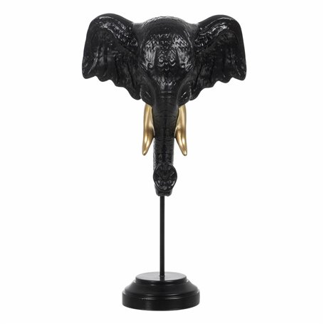 Figurine Décorative Noir Doré Eléphant 20,5 x 14,3 x 35,5 cm