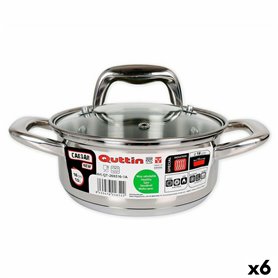 Casserole Quttin 139494 Avec couvercle Acier Ø 16 x 7 cm (6 Unités) (1