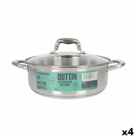 Casserole avec Couvercle en Verre Quttin Caesar Acier Ø 26 x 9 cm (4 U