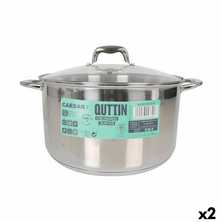 Casserole avec couvercle en verre Quttin Caesar Acier ø 32 x 18,5 cm (