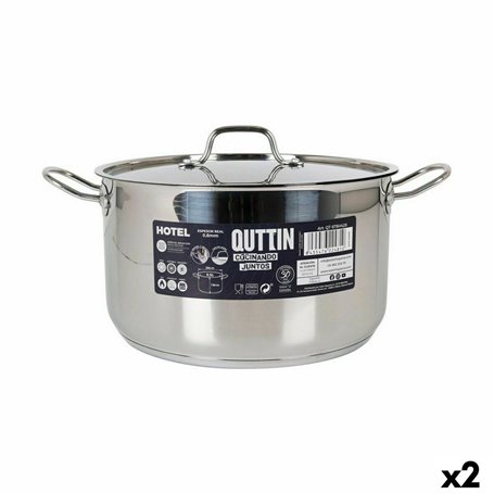 Marmite avec couvercle Quttin Hotel Acier ø 28 x 16 cm (2 Unités)