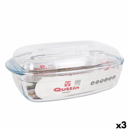 Casserole avec Couvercle Quttin   Transparent 6,7 l verre 37 x 22 x 14