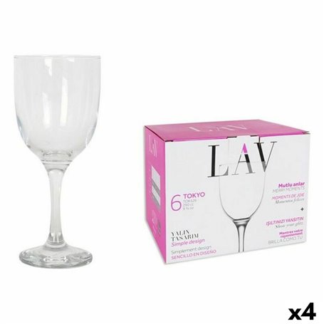 Set de Verres LAV 145011 7,5 x 7,5 x 18 cm (4 Unités) (290 ml)