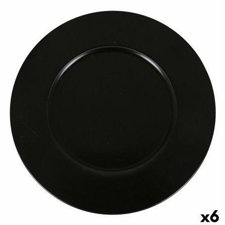 Dessous d'Assiette Inde Neat Noir Porcelaine Ø 32 cm (6 Unités)