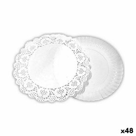 Set de plateaux alimentaires Algon Ronde Blanc 4 Pièces 16 x 16 x 1,5 