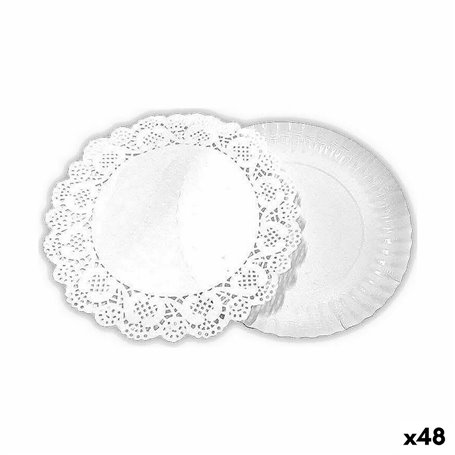 Set de plateaux alimentaires Algon Ronde Blanc 4 Pièces 16 x 16 x 1,5 