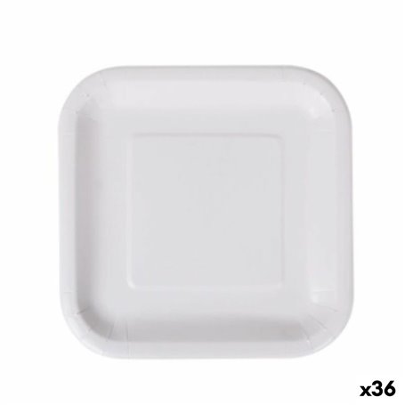 Service de vaisselle Algon Produits à usage unique Blanc Carton Carré 