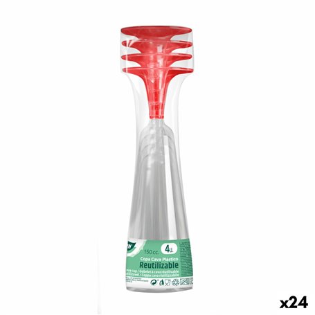 Verres à champagne réutilisables Algon Rouge 24 Unités 150 ml (4 Pièce