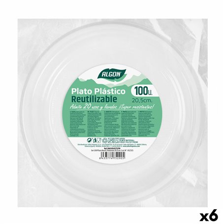 Lot d'assiettes réutilisables Algon Rond Blanc Plastique 20,5 x 2 cm (