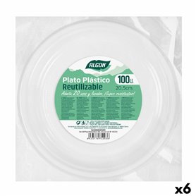 Lot d'assiettes réutilisables Algon Rond Blanc Plastique 20,5 x 3 cm (