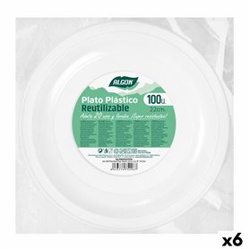 Lot d'assiettes réutilisables Algon Rond Blanc Plastique 22 x 22 x 1,5