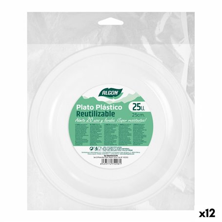 Lot d'assiettes réutilisables Algon Rond Blanc Plastique 25 x 25 x 1,5