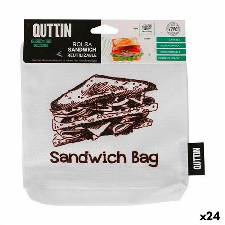 Ensemble de sac alimentaire réutilisable Quttin Sandwich 18 x 18 x 2 c