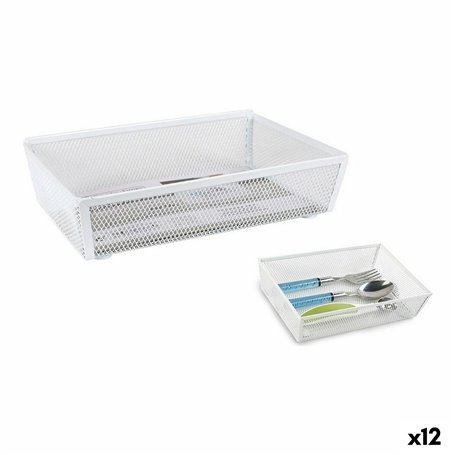 Range-couverts Confortime Métal Blanc 21,8 x 15,24 x 5,2 cm (12 Unités