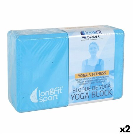 Bloc pour le Yoga LongFit Sport Bleu 12,5 x 15 x 7,5 cm (2 Unités)