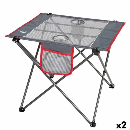 Table Piable Aktive Camping Gris 62 x 50 x 50 cm (2 Unités)