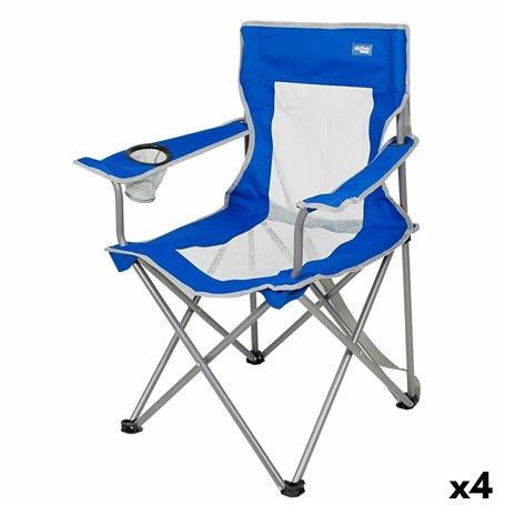 Chaise de camping pliante Aktive Bleu Gris 46 x 82 x 46 cm (4 Unités)