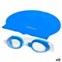 Bonnet et lunettes de bain AquaSport Bleu Enfant Plastique (12 Unités)