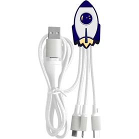 Câble 3 en 1 Andy USB A/micro USB & USB C & Lightning 0,15m Fusée Yell
