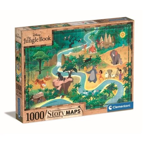Clementoni - 1000p Disney Maps Le Livre de la Jungle - Gamme de puzzle