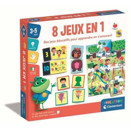 Clementoni - Coffret de 8 jeux en 1 - Jeux éducatifs formes, couleurs,