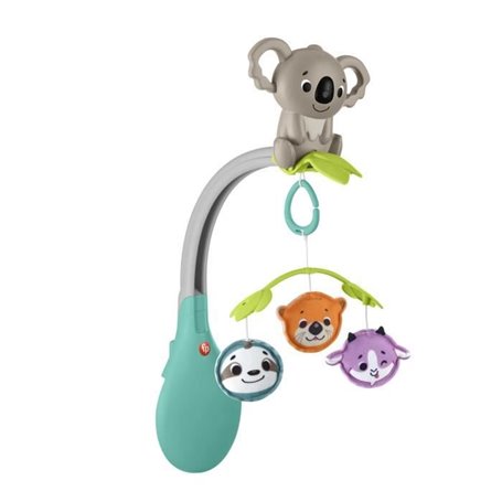 Fisher-Price Mobile Animaux 3 en 1 pour berceaux et poussettes avec jo