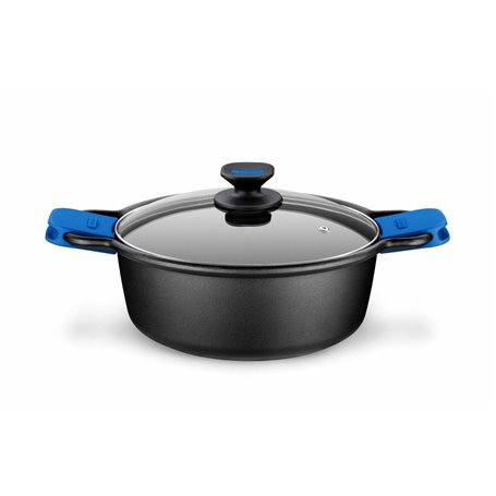 Casserole avec Couvercle en Verre Monix M360328 Noir Aluminium Alumini