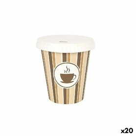 Set de Verres Algon Avec couvercle Produits à usage unique Café Carton