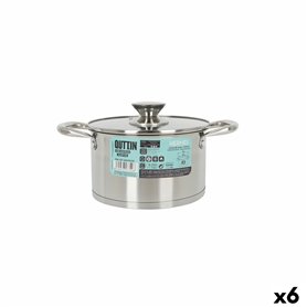 Casserole avec couvercle en verre Quttin Hermes Acier 2,8 L (6 Unités)