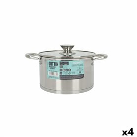 Casserole avec couvercle en verre Quttin Hermes Acier 3 L (4 Unités)