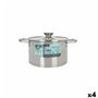 Casserole avec couvercle en verre Quttin Hermes Acier 3 L (4 Unités)