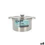 Casserole avec couvercle en verre Quttin Hermes Acier 5,5 L (4 Unités)