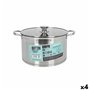 Casserole avec couvercle en verre Quttin Hermes Acier 10 L (4 Unités)