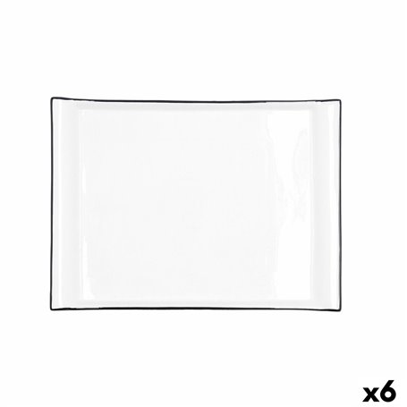 Plateau apéritif Quid Gastro Blanc Noir Céramique 31 x 23 cm (6 Unités