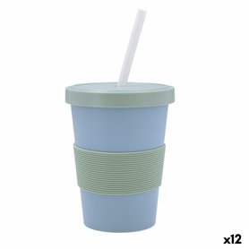 Verre avec Paille Quid Inspira Avec couvercle 480 ml Bleu Plastique (1