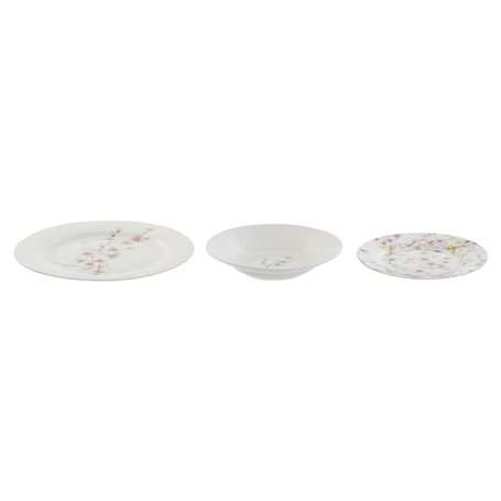 Service de Vaisselle Home ESPRIT Blanc Vert Rose Porcelaine 18 Pièces 