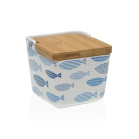 Salière avec couvercle Versa Aqua Poissons Céramique 8,8 x 8,5 x 8,8 c